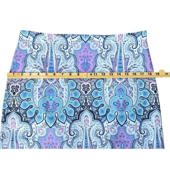 Talbots Paisley Navy Pink Print Cotton Blend Stretch Pencil Skirt - Size 8 - Picture 7 of 12